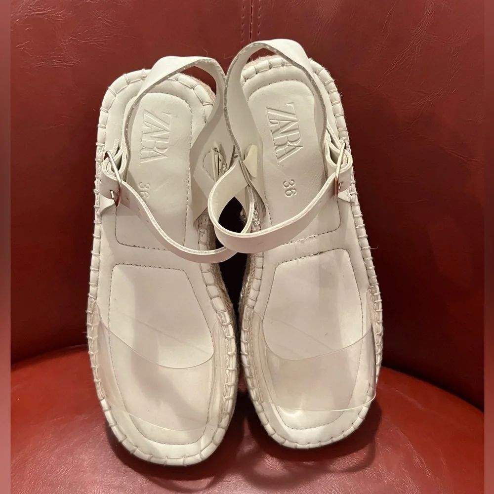 ZARA women beige espadrilles sandals/size 6 - Picture 7 of 14